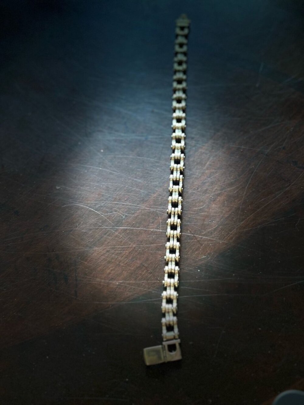 Heavy .925 Sterling Silver Motorcycle Chain Biker Bracelet 8.5"